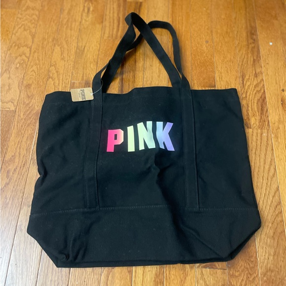 PINK Small Tote Bag - Black w/ Multicolored PINK logo - Picture 3 of 9